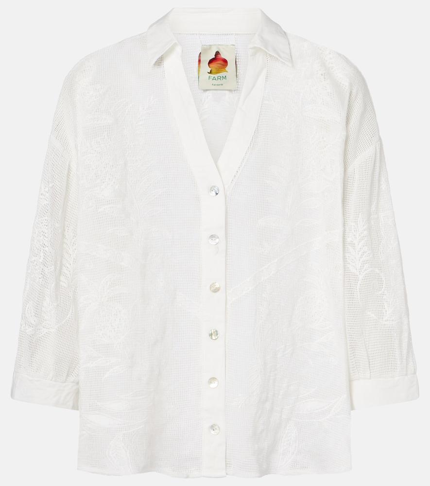 farm rio nina embroidered cotton shirt