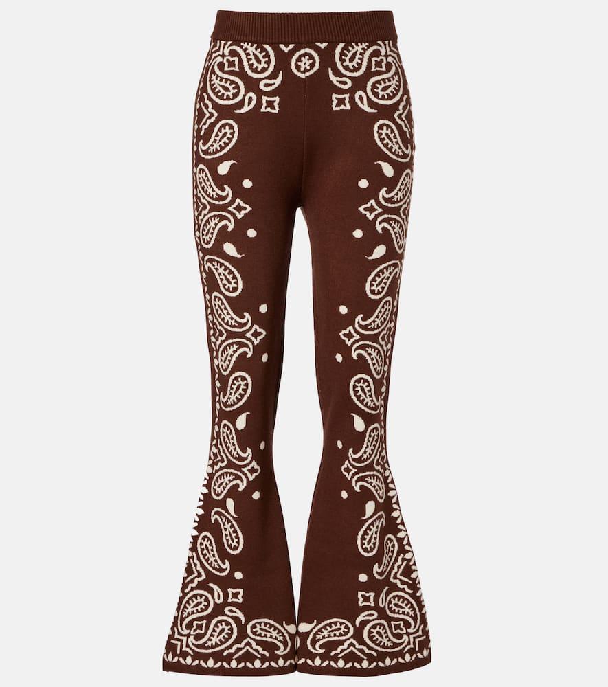 farm rio paisley knitted flared pants