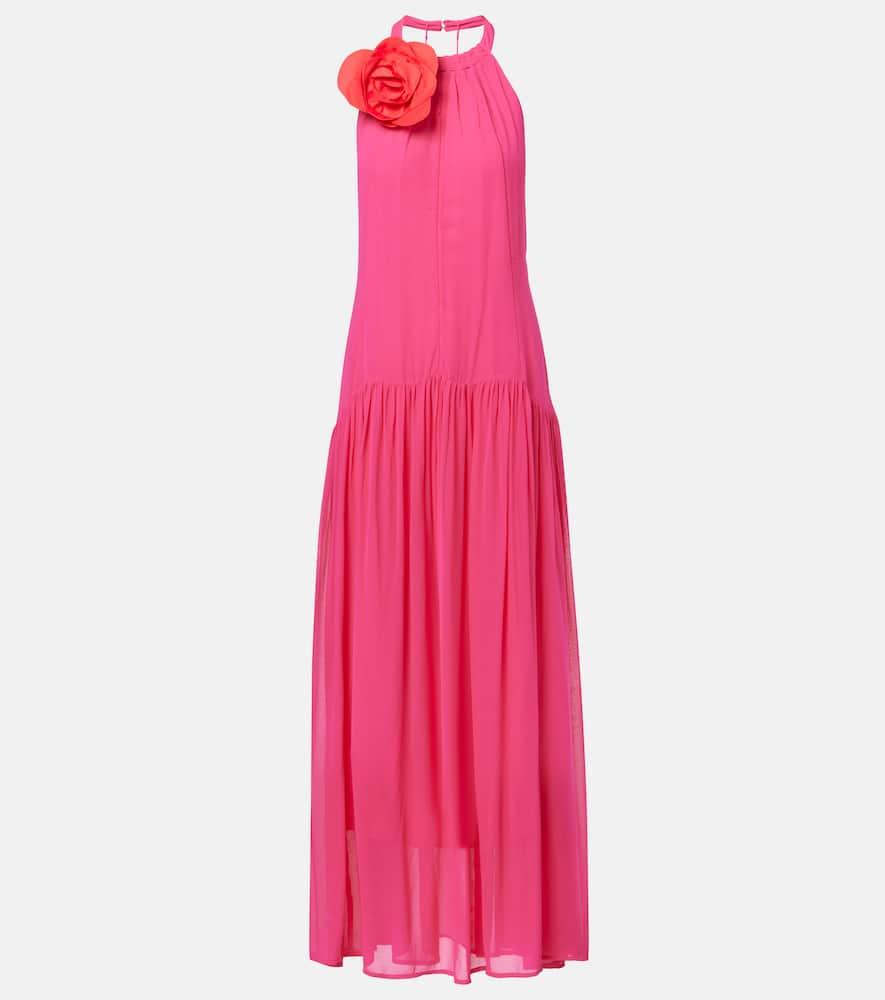 farm rio pink flower halterneck maxi dress