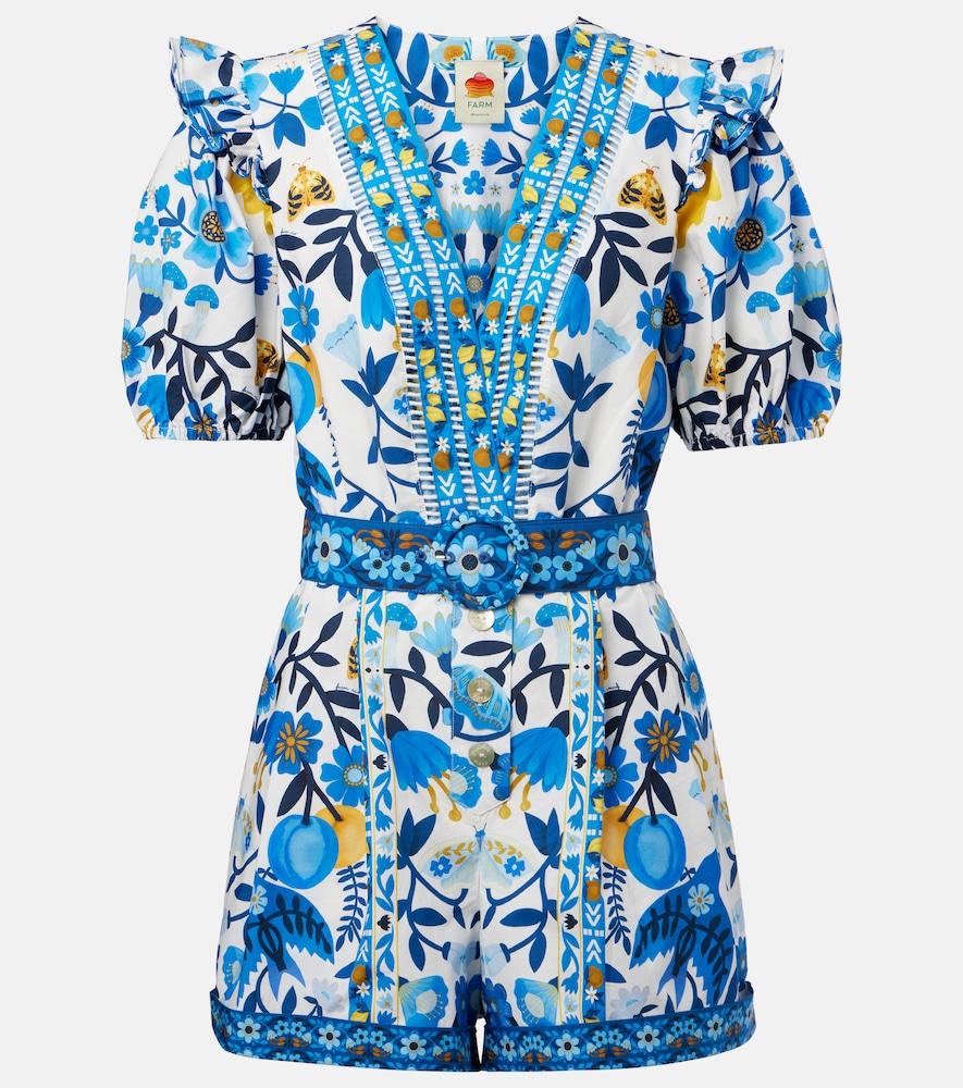 farm rio printed cotton jumpsuit