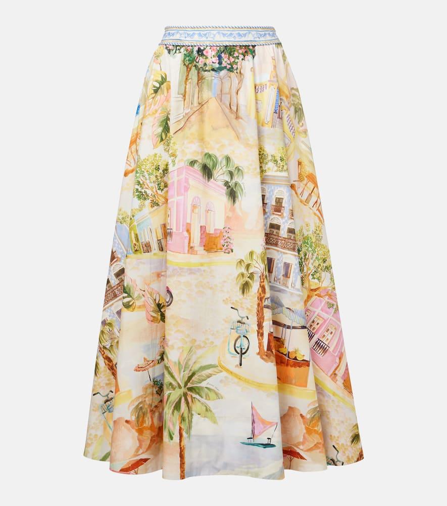 farm rio printed cotton maxi skirt