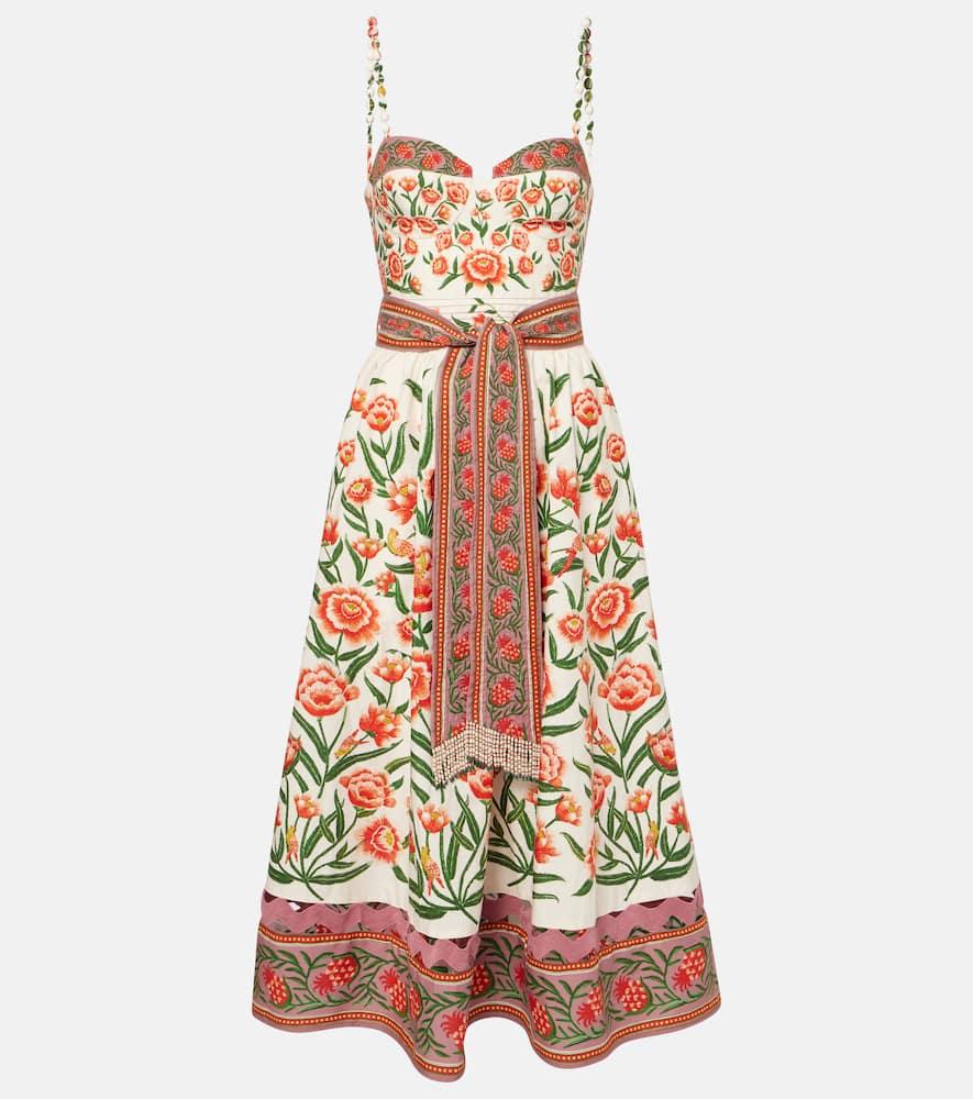 farm rio printed cotton midi dress