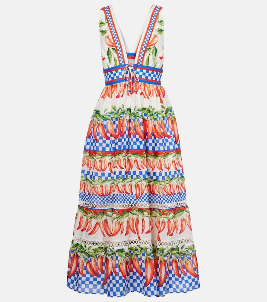 farm rio printed cotton midi dress