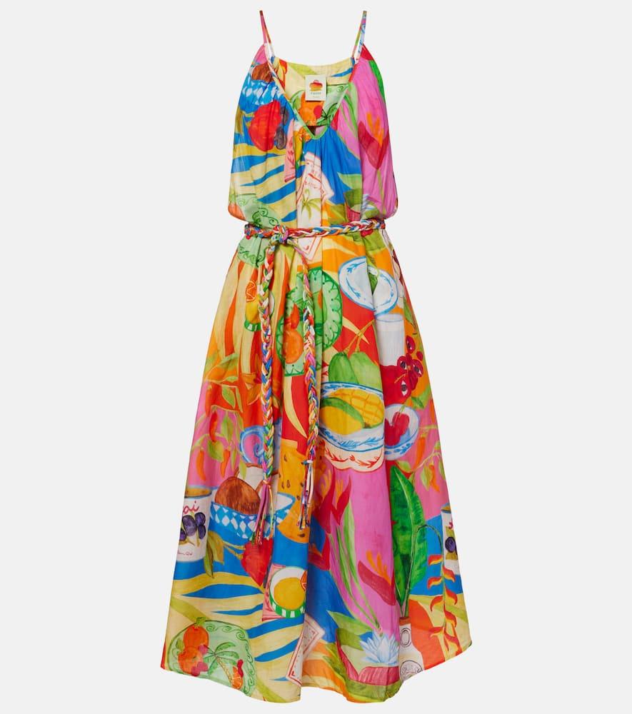 farm rio printed cotton midi dress