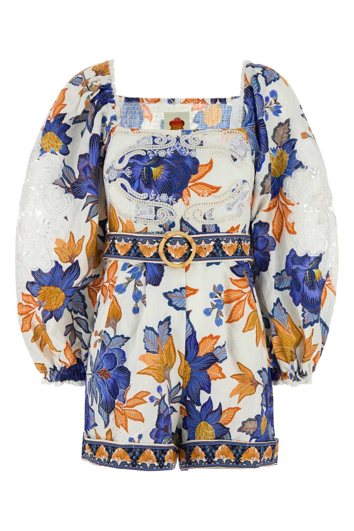 farm rio printed linen blend summer flowers jumpsuit