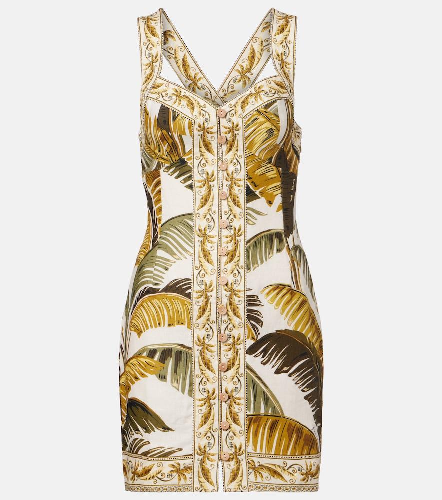 farm rio printed linen shirt dress