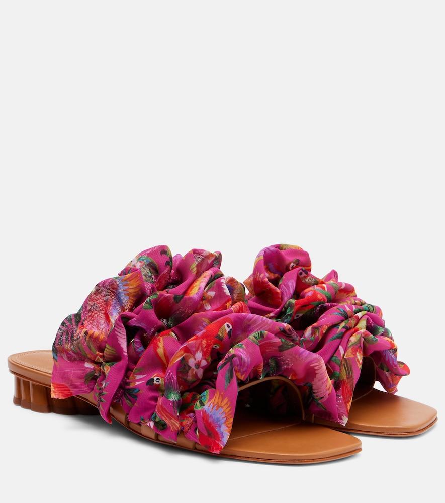 farm rio printed ruffled sandals