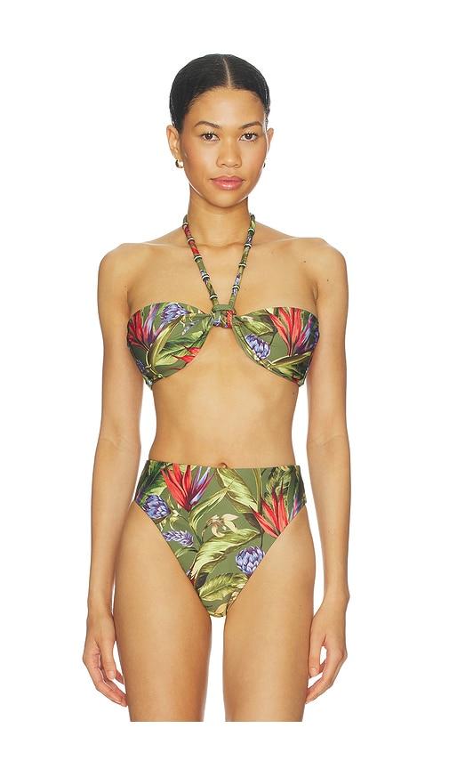 farm rio push up bikini top in green.