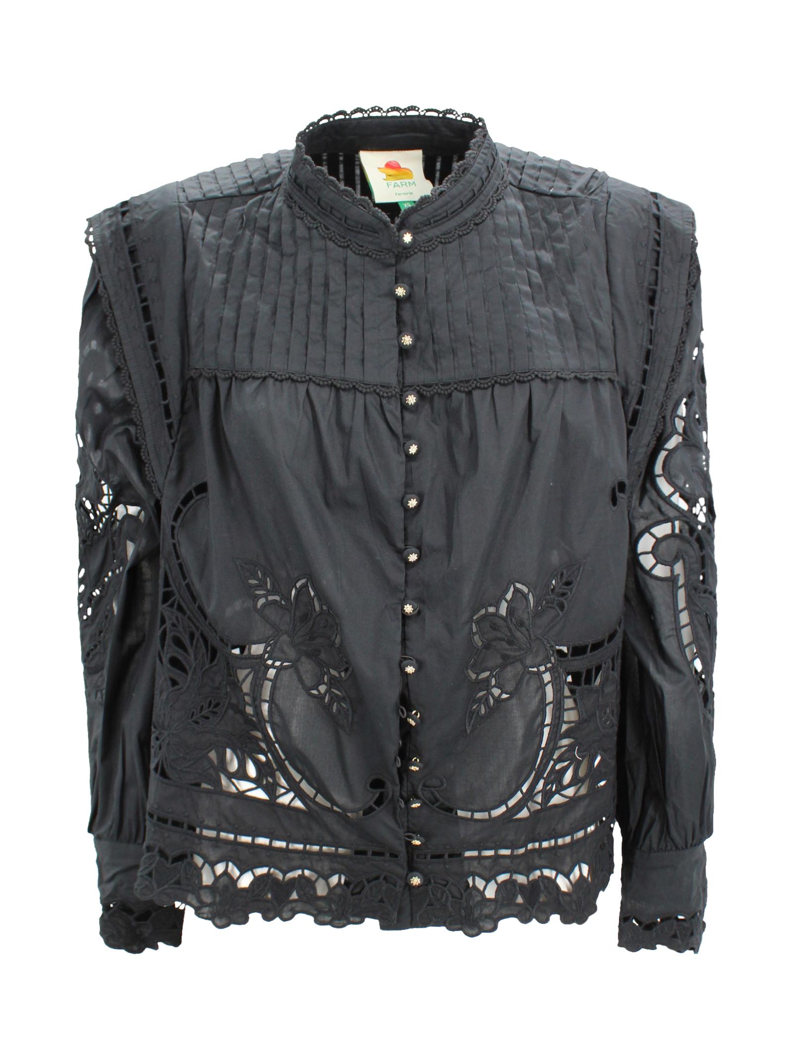 farm rio shirts black cotton - women