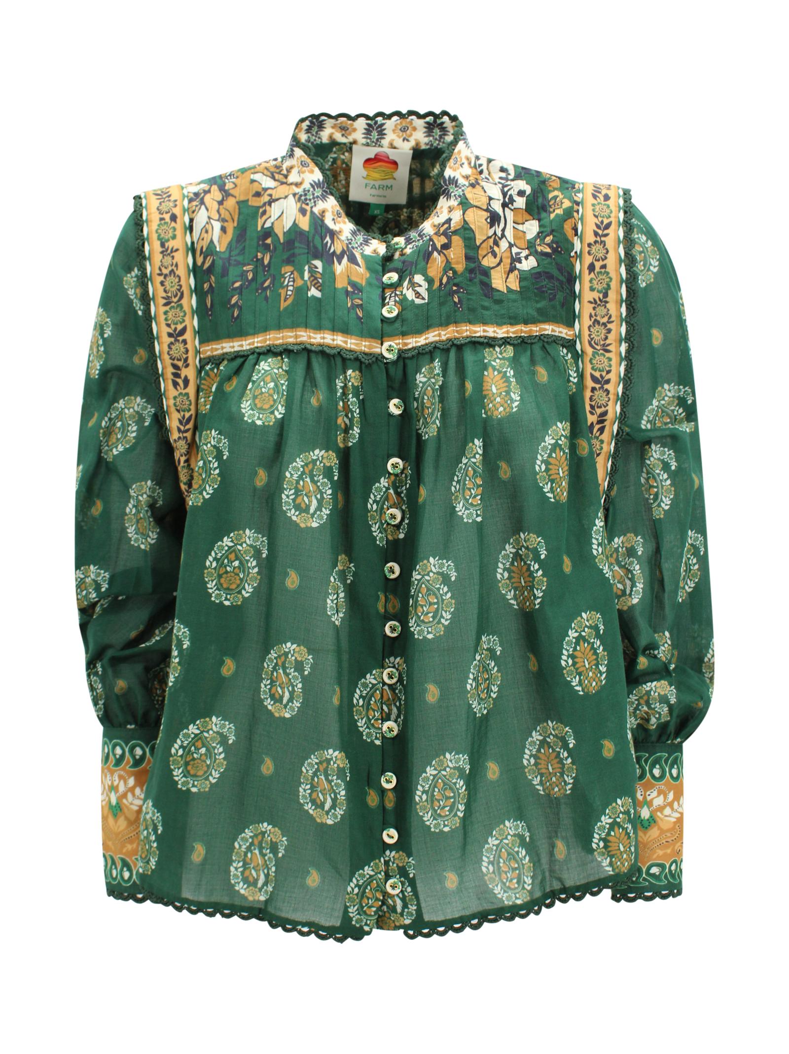 farm rio shirts green cotton - women