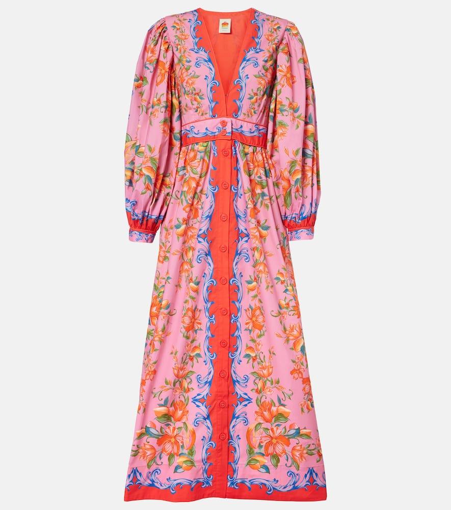 farm rio sicily flowers cotton shirt dress