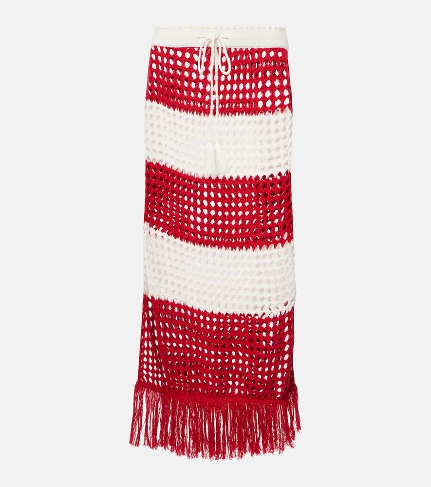 farm rio striped crochet cotton maxi skirt
