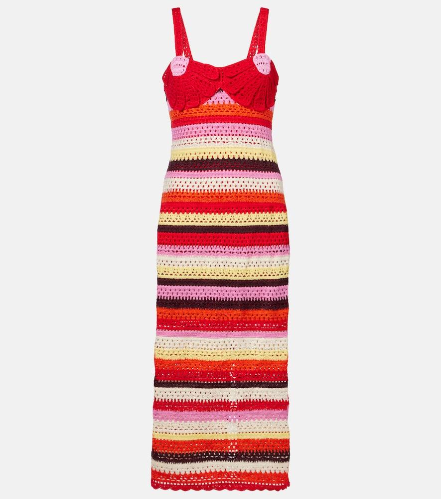 farm rio striped crochet midi dress