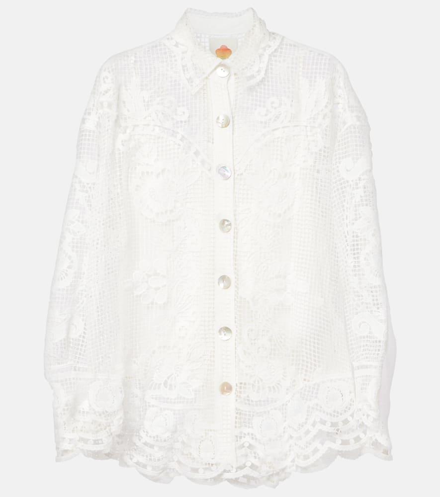 farm rio swan lake guipure shirt