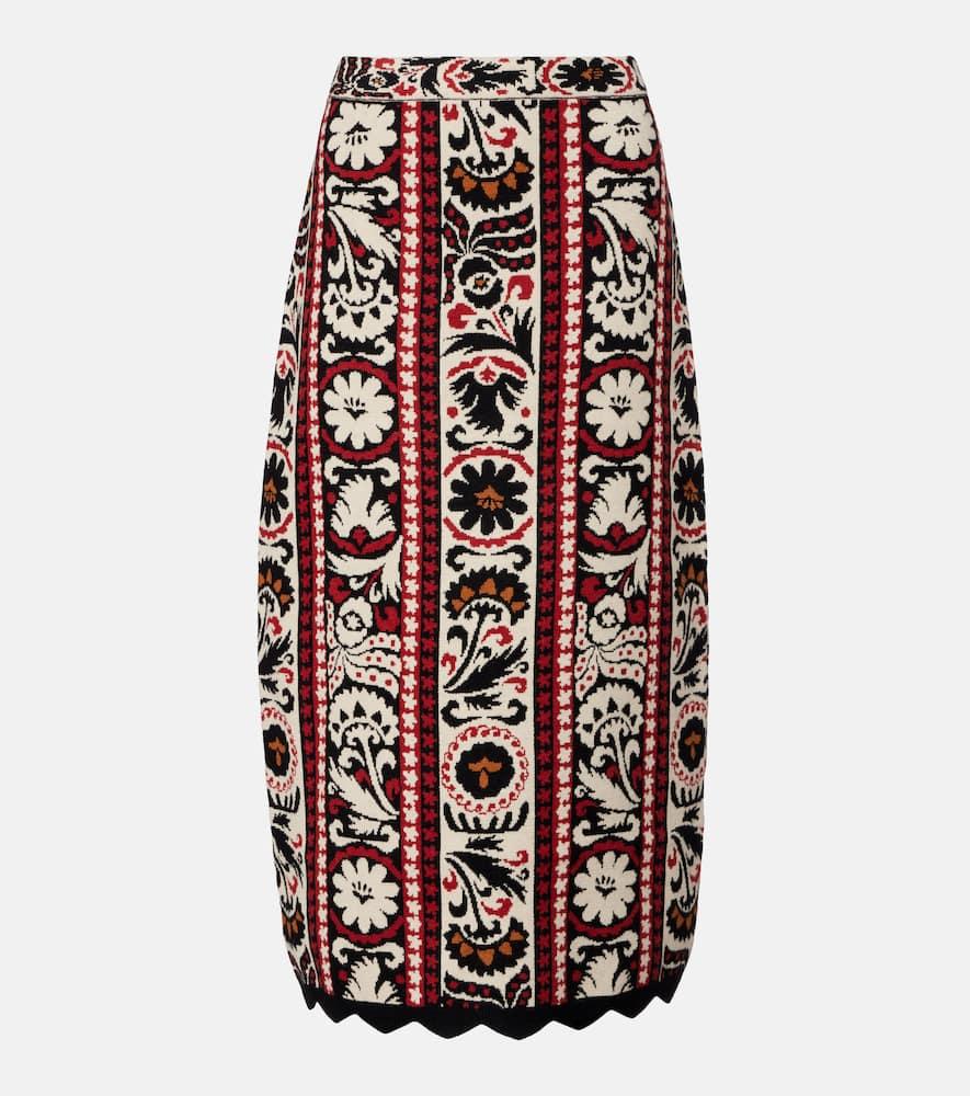 farm rio tapestry stripes jacquard midi skirt