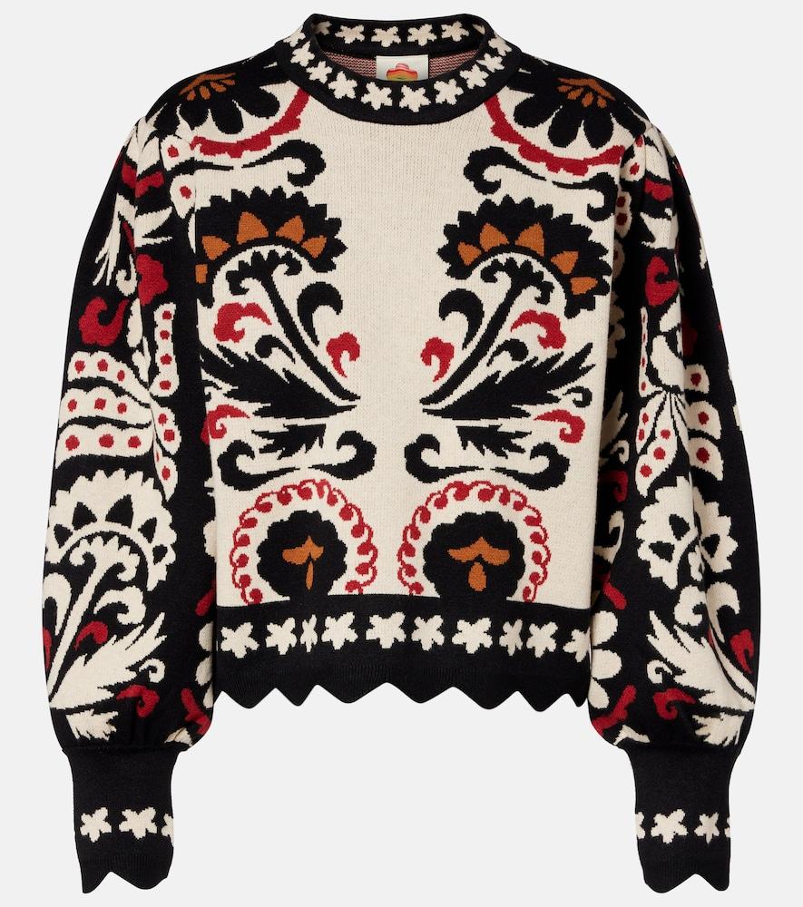 farm rio tapestry stripes jacquard sweater