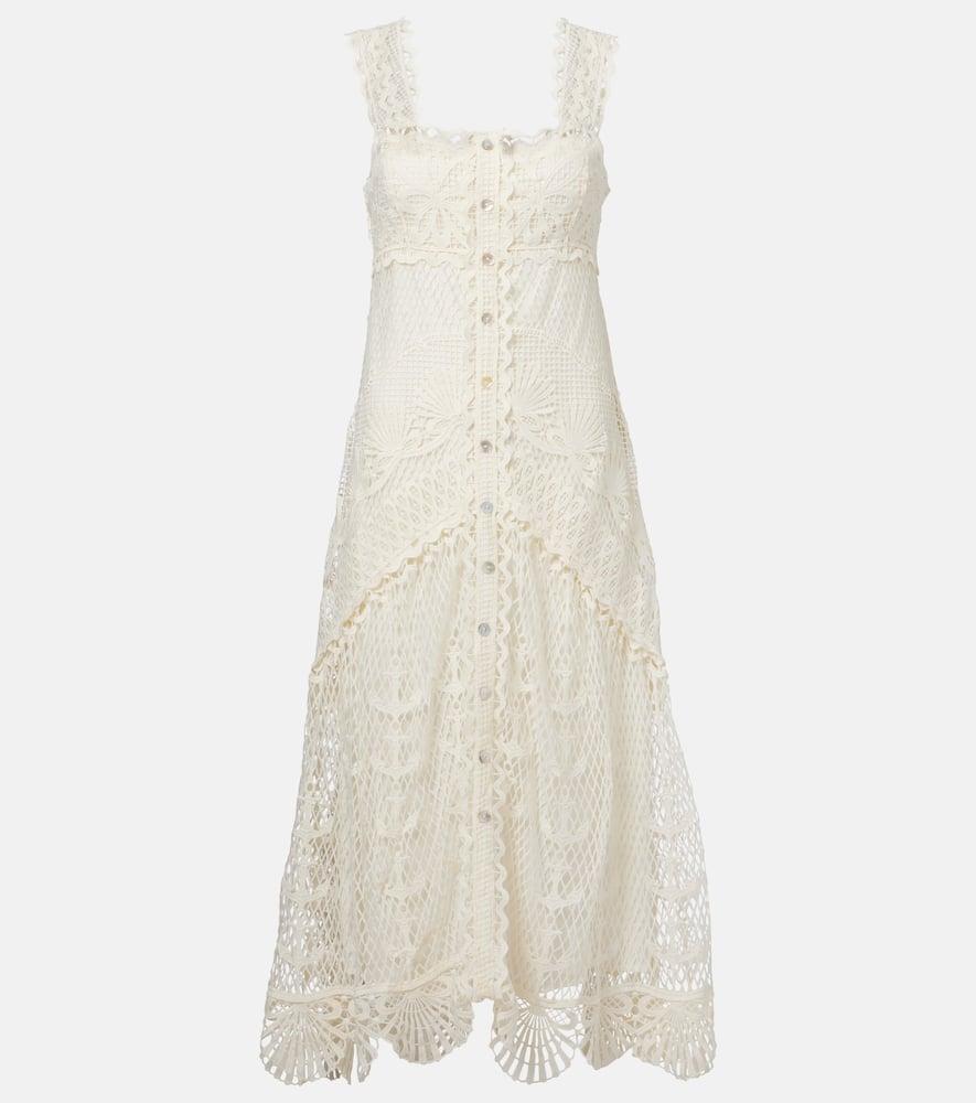 farm rio tiered guipure lace maxi dress
