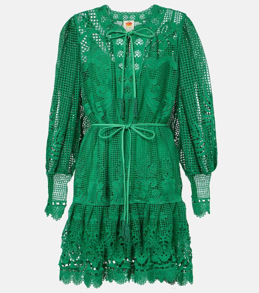 farm rio tropical flight green guipure minidress