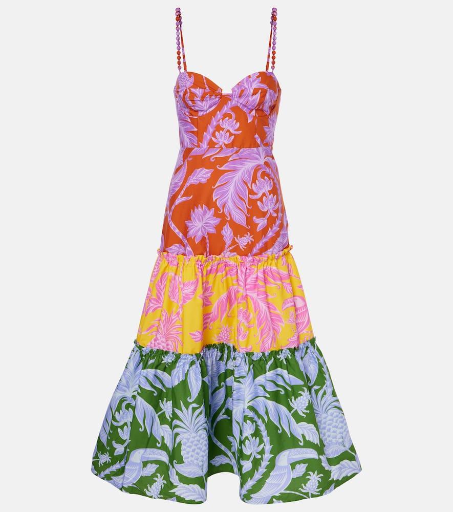 farm rio tropical swing mix cotton midi dress