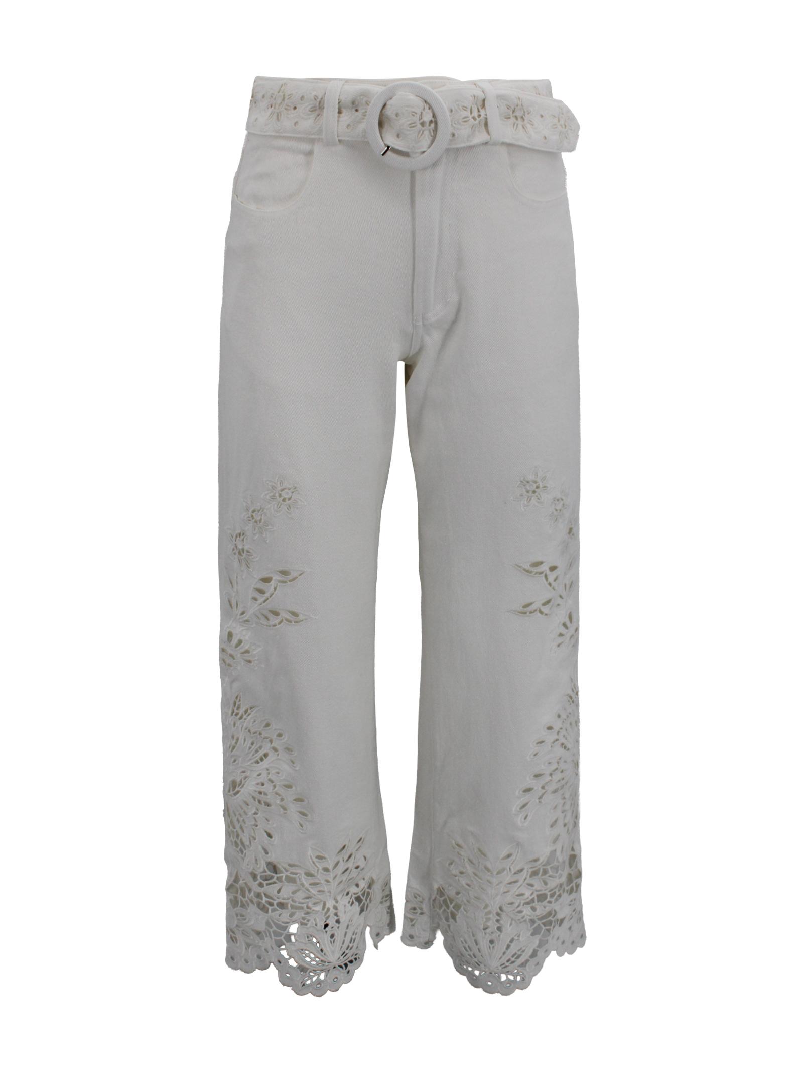 farm rio trousers white cotton - women