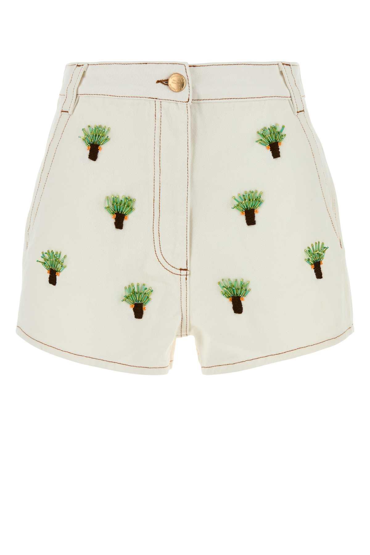farm rio white denim shorts