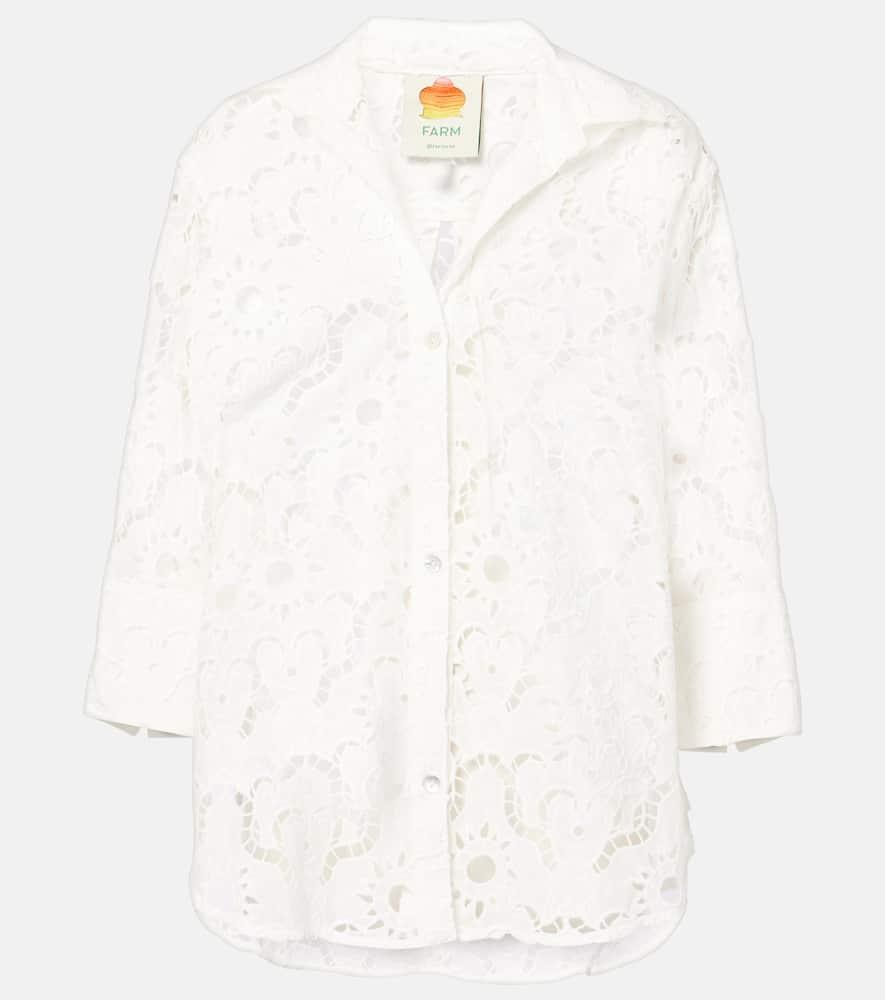 farm rio white sun broderie anglaise cotton shirt