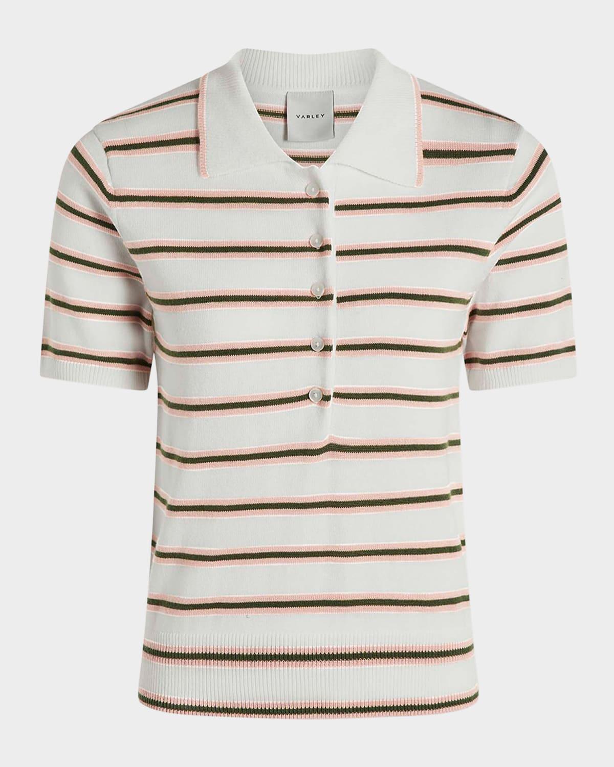 faustine striped fine-knit polo