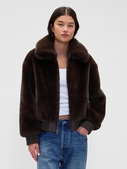 faux fur bomber jacket