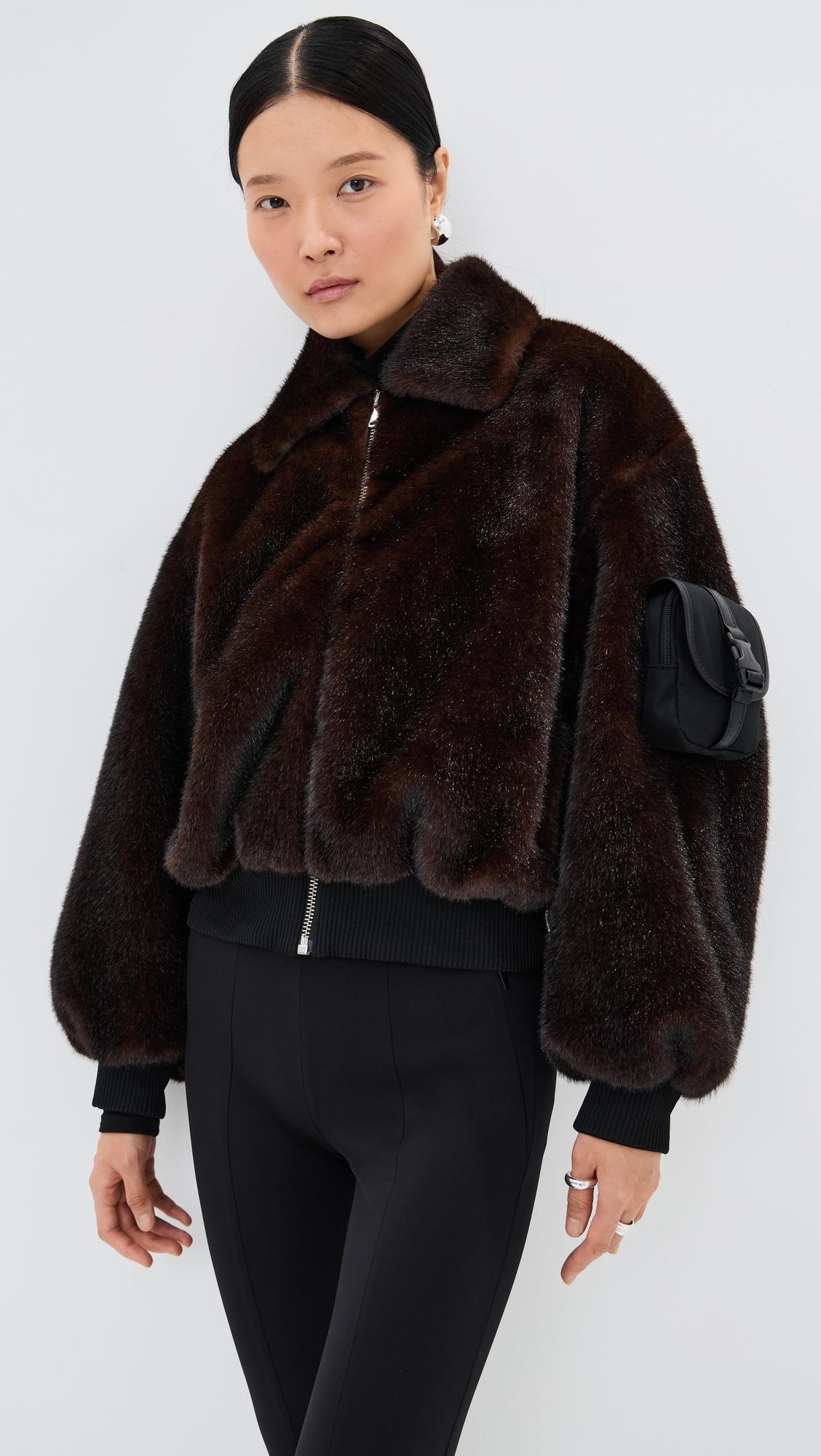 faux fur bomber jacket