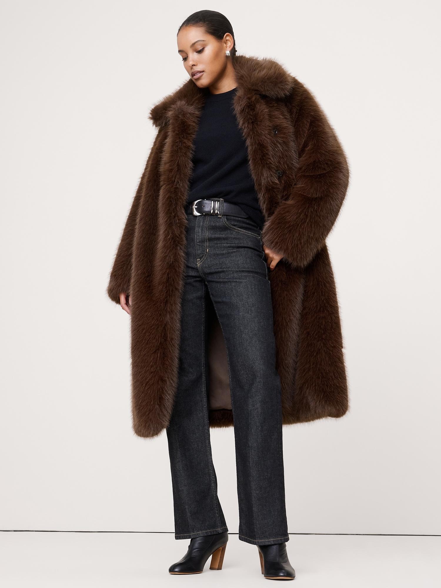 faux fur long coat