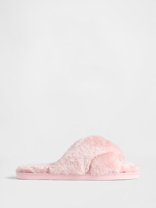 faux-fur slippers