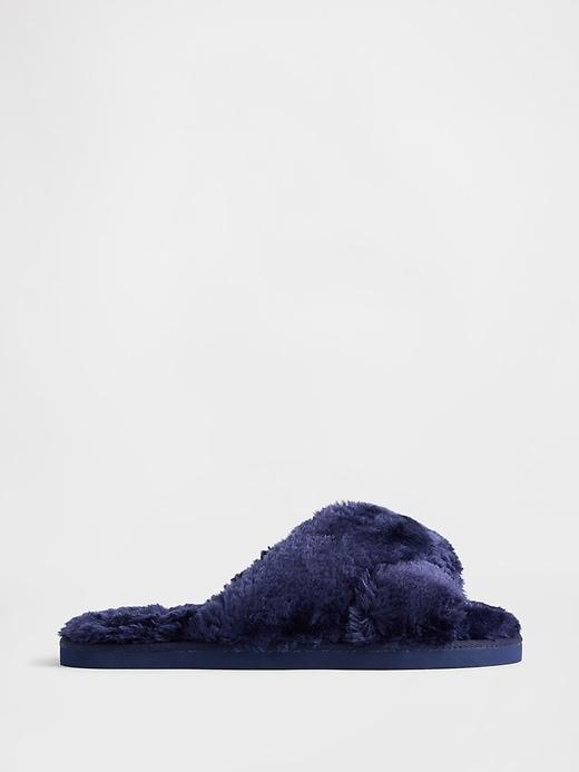 faux-fur slippers