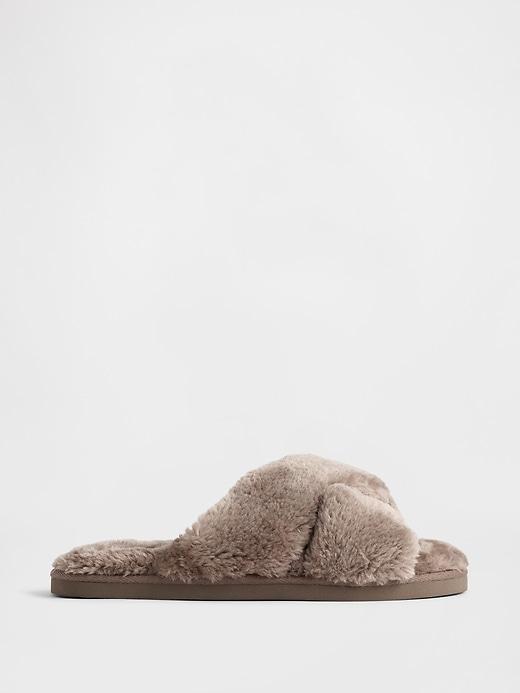 faux-fur slippers