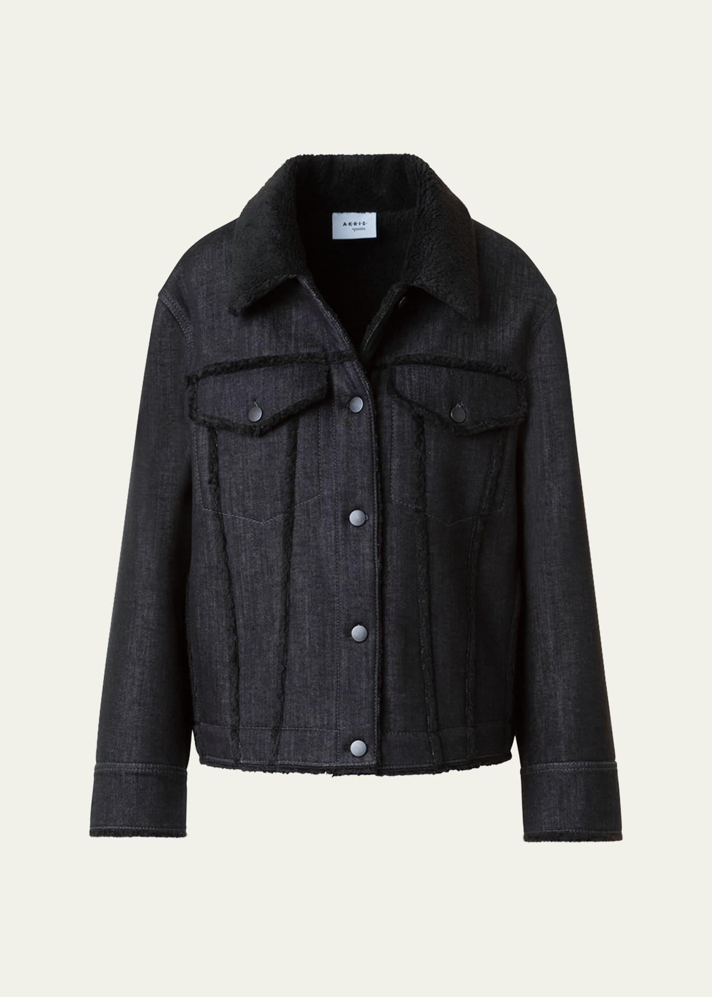 faux-fur trim denim jacket