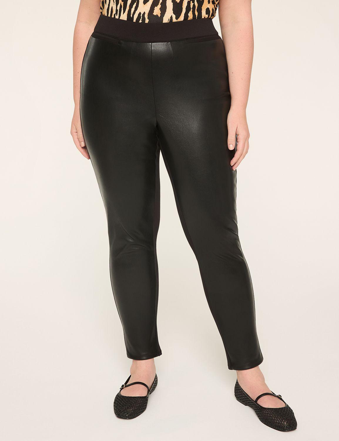 faux-leather & ponte pull-on high-rise legging