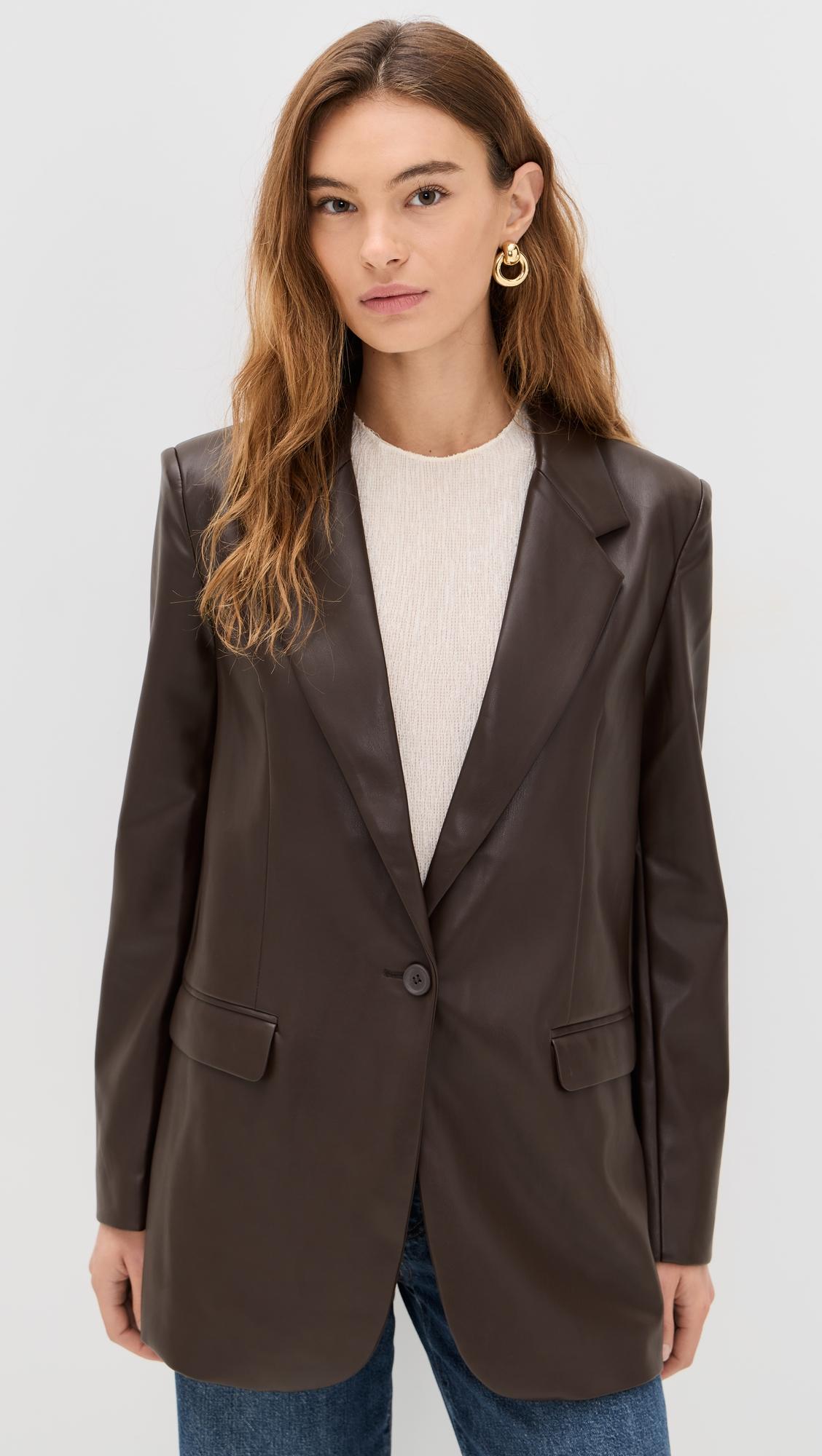 faux leather boyfriend blazer