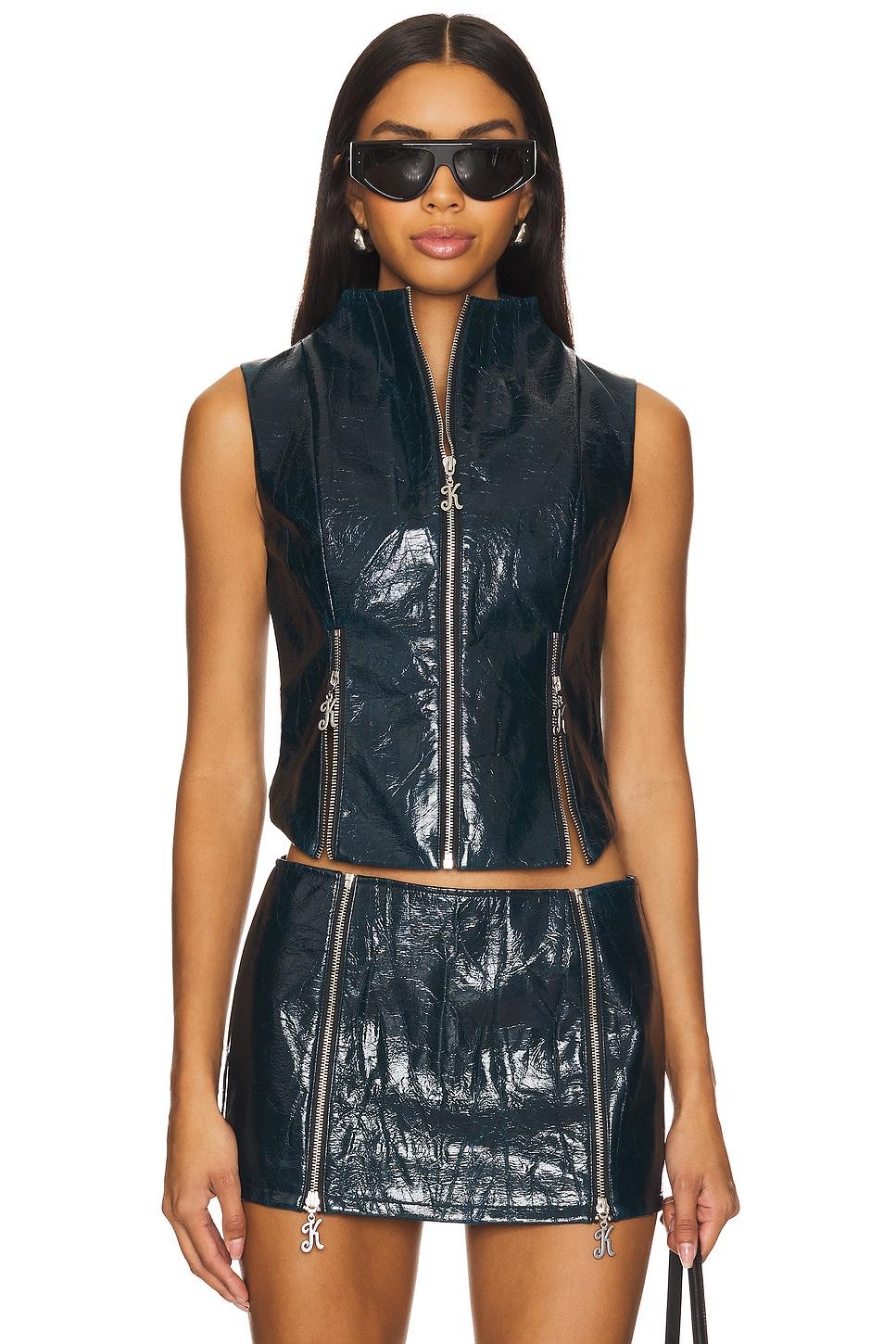 faux leather bustier with k zipper