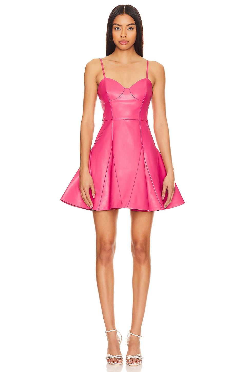 faux leather corset flare dress