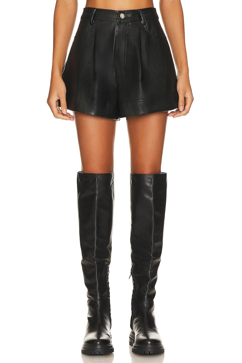 faux leather cuffed short