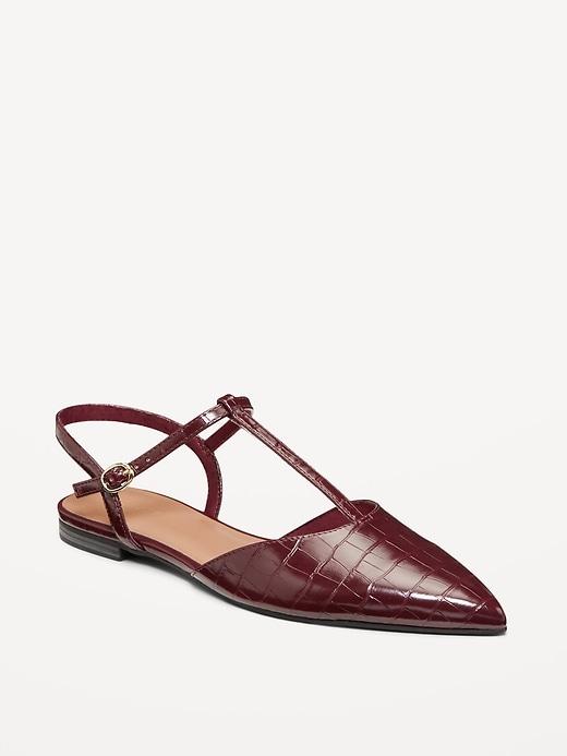 faux-leather mary jane t-strap flats for women