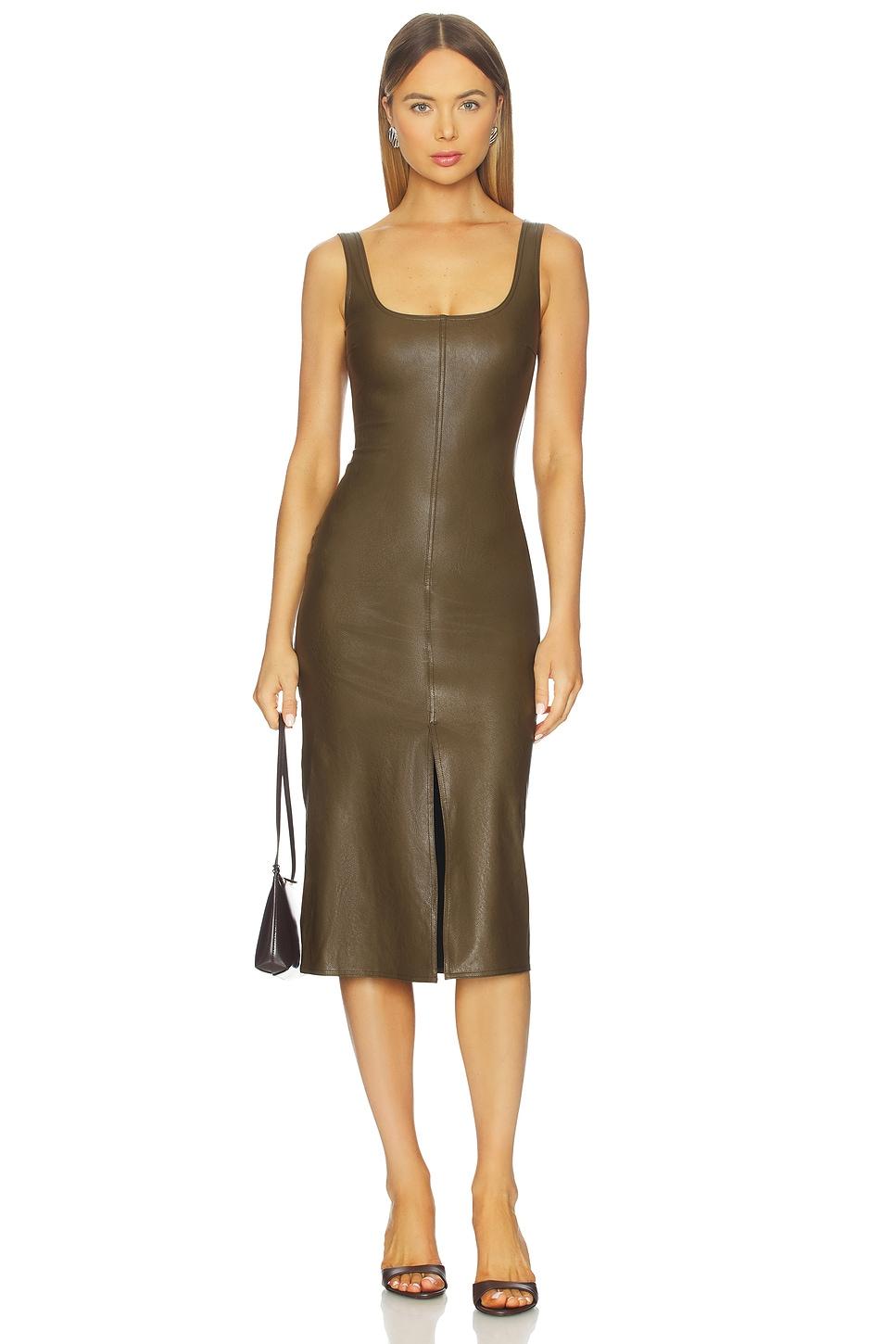 faux leather midi tank dress