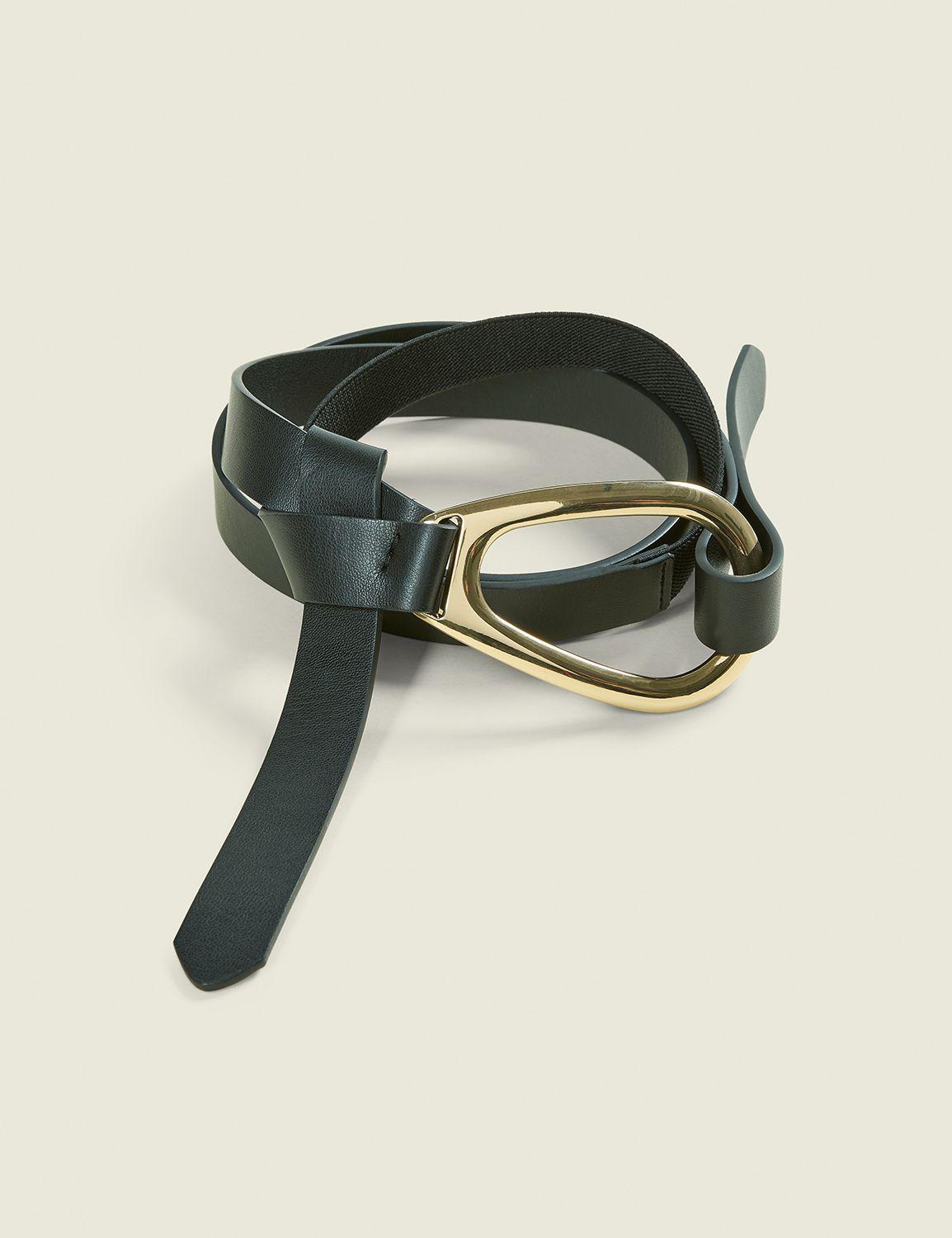 faux-leather oval tie waist belt