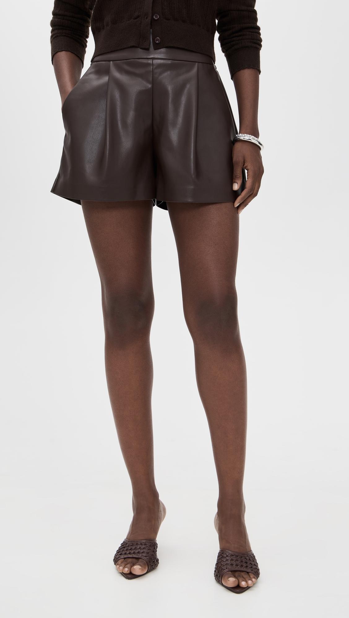 faux leather pleated shorts