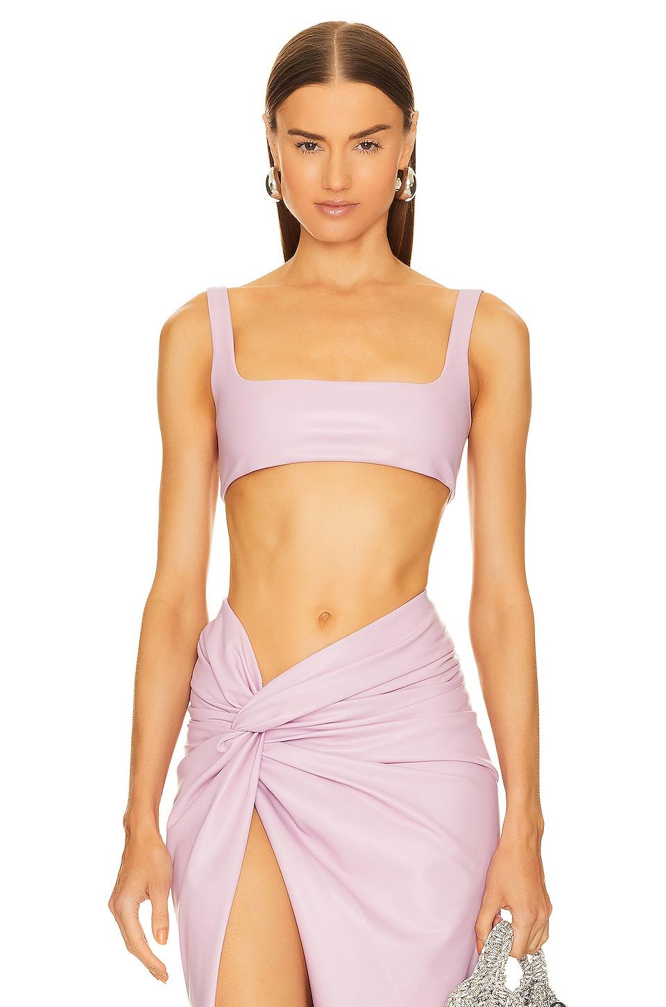 faux leather scoop bra top