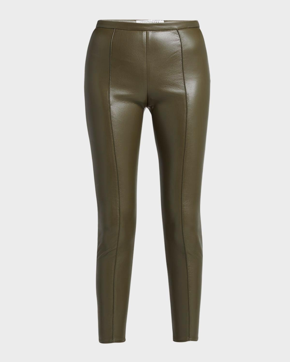 faux leather skinny-leg ankle trousers
