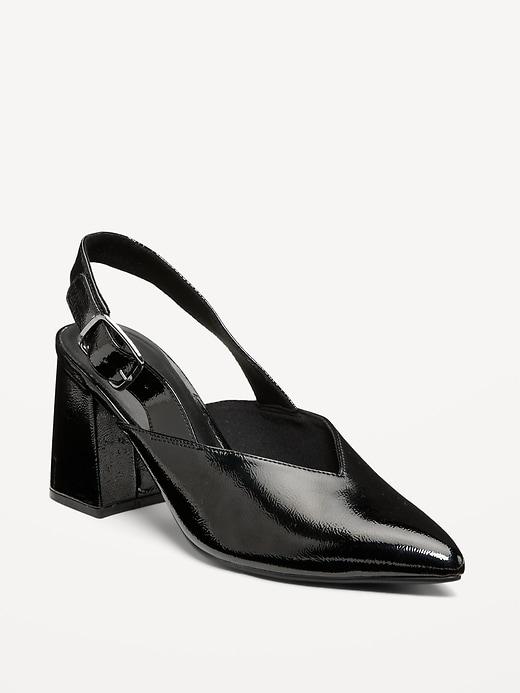 faux-leather slingback heels for women