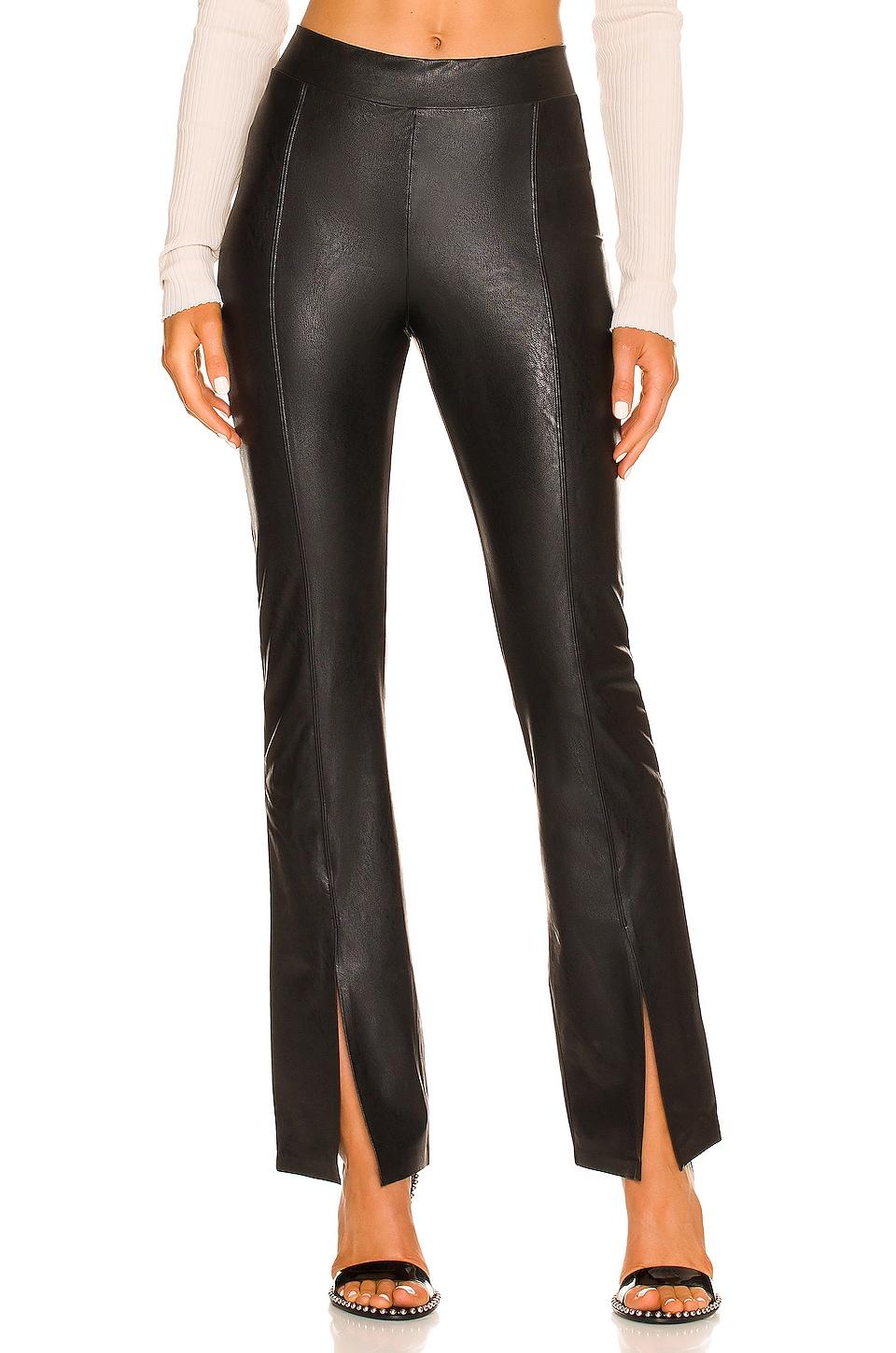 faux leather split front pant