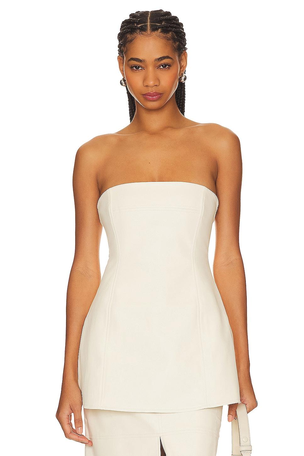 faux leather strapless top