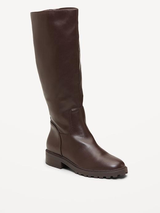faux-leather tall boots for women