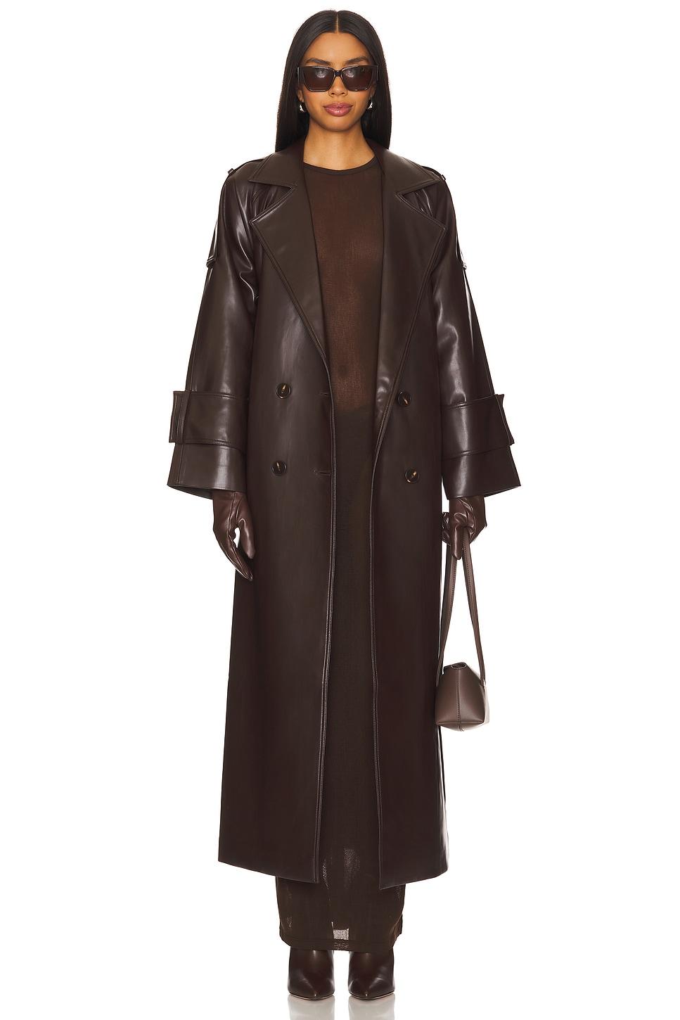 faux leather tie trenchcoat